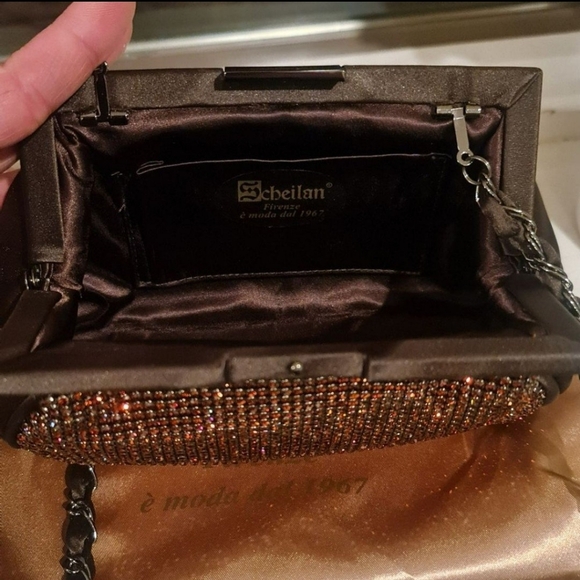 Authentic Scheilan Firenze Satin Rhinestone Clutch/Crossbody BRAND NEW - Picture 11 of 12